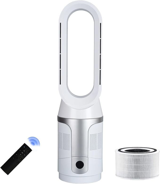 Bladeless Tower Fan and Air Purifier, True H13 HEPA Filter, 90° Oscillating by Voagupa