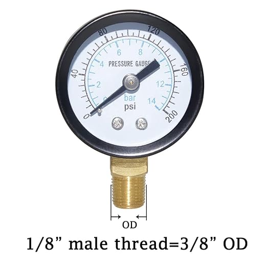 Joywayus Pressure Gauge 0 to 200 PSI Brass 1/8" Male NPT Thread Lower Mount - Image 2
