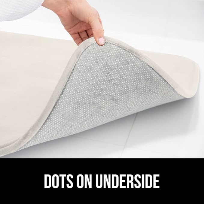 GORILLA GRIP Memory Foam Bath Mat, Soft Absorbent Velvet Bathroom Mats, Durable Dots on Underside, Machine Washable Bathmat, Carpet Rug Room Decor for Shower Tub Floor RV, 48x24 Rugs, Cream