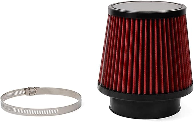 Red 3" 76mm Inlet Cone Replacement Dry Air Filter High Flow Car Performance by WOOTON