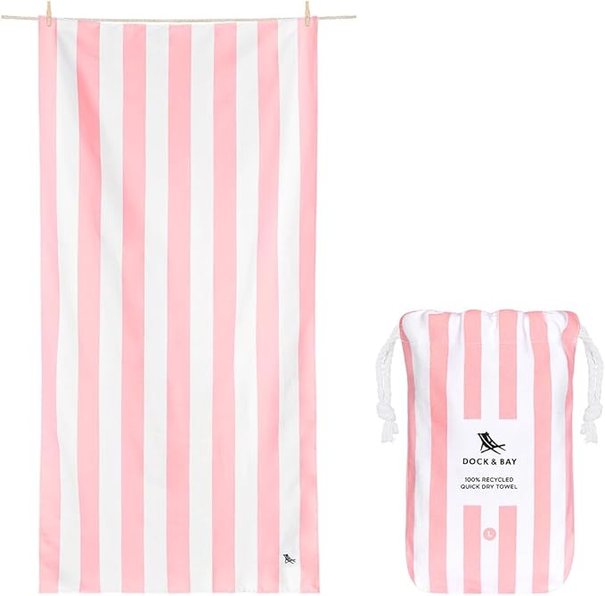 Dock & Bay Beach Towel - Quick Dry, Sand Free - Compact, Lightweight - 100% Recycled - Includes Bag - Set of 4 - Cabana Classics, Extra Large (200x90cm, 78x35)
