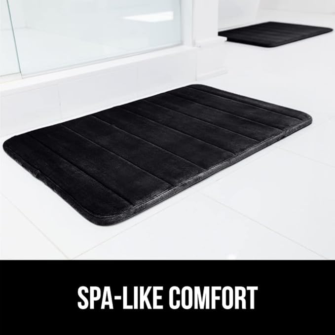 GORILLA GRIP Memory Foam Bath Mat, Soft Absorbent US Designed Bathroom Rug, Gripping Dots Machine Washable Bathmat, Cushioned Floor Mats, Shower Sink Rugs Room Décor Accessories, 60x24 Black
