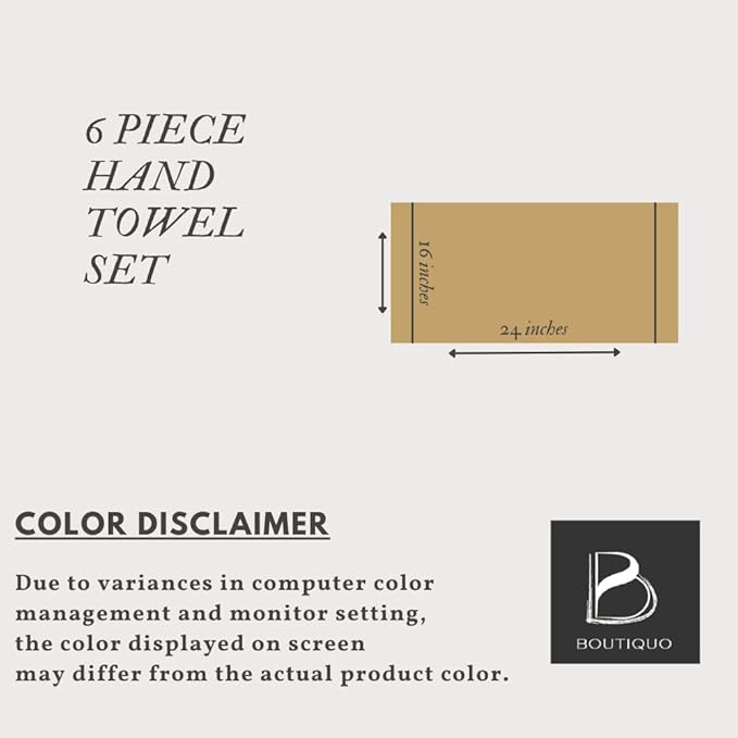 BOUTIQUO Ultra Soft Cotton 6 -Piece Hand Towel Set 16x24 Inch, Ideal for use in Bathroom, Kitchen, Gym, Spa & General Cleaning, Compact & Lightweight Multi Purpose Hand Towels - Jade