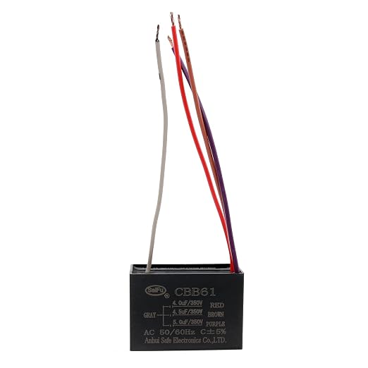 CBB61 Capacitor 4uf+4.5uf+5uf 350V AC Ceiling Fan 4 Wire 50/60Hz by AKZYTUE