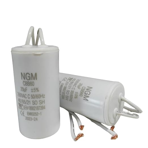 20UF MFD CBB60 Motor Run Capacitor 250VAC Volts Round Cylinder 2 Wires - Image 2
