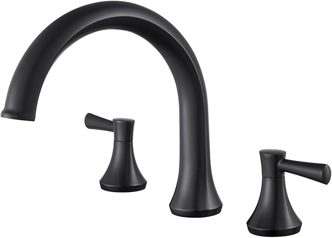 Roman Tub Faucet Deck Mount Tub Filler 2 Handles Black Bathtub Faucet Brass Bathroom Faucet