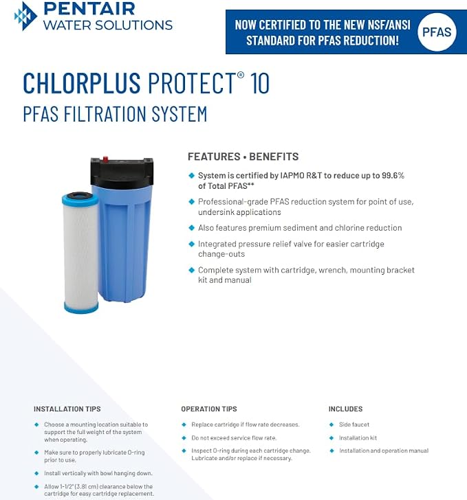 Pentair Pentek ChlorPlus Protect 10 Replacement Cartridge, 1 Micron Carbon Block - Image 5