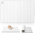 Stone Bath Mat for Water Absorption, Foldable Diatomite Stone Mat, Non-Slip & Quick-Drying White Square Bath Mat with Modern Minimalist Style, Easy to Clean, for Bathroom/Kitchen/Hallway