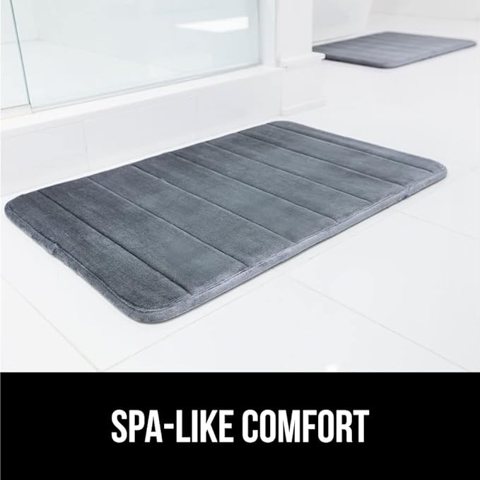 GORILLA GRIP Memory Foam Bath Mat, Soft Absorbent US Designed Bathroom Rug, Gripping Dots Machine Washable Bathmat, Cushioned Floor Mats, Shower Sink Rugs Room Décor Accessories, 60x24 Graphite Gray