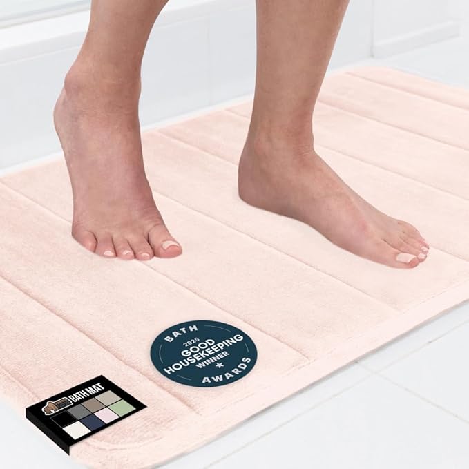 GORILLA GRIP Memory Foam Bath Mat, Soft Absorbent US Designed Bathroom Rug, Gripping Dots Machine Washable Bathmat, Cushioned Floor Mats, Shower Sink Rugs Room Décor Accessories, 36x24 Pink