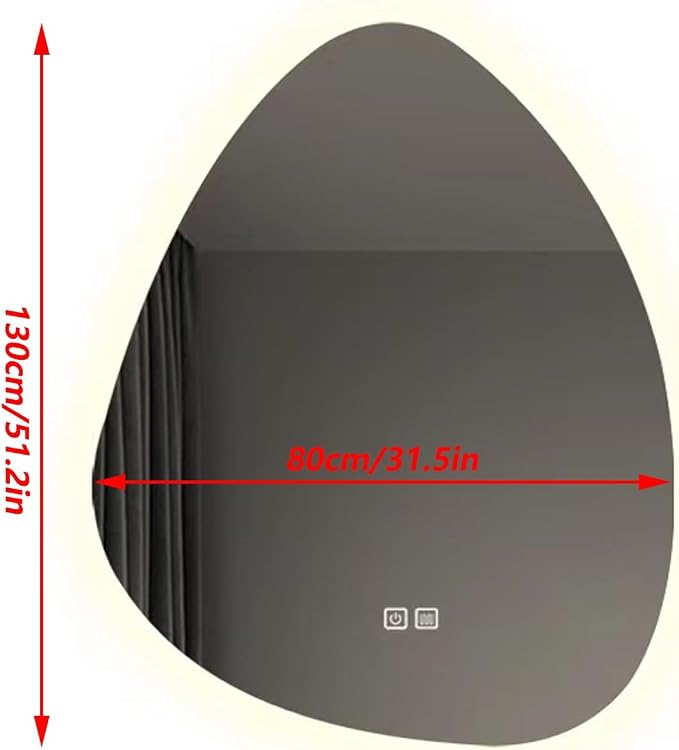 Irregular Bathroom Mirror with LED Lights, Wall Mounted Mirror with Touch - Image 7