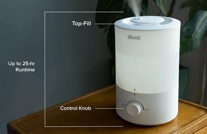 Levoit Humidifiers for Bedroom, 3L Cool Mist, Essential Oil Diffuser | Top - Image 11