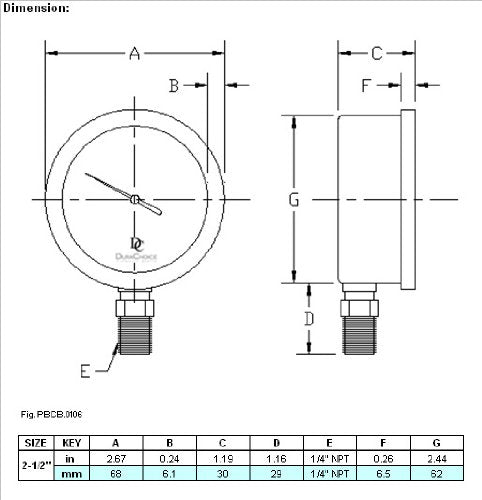 2-1/2" Oil Filled Vacuum Pressure Gauge - Image 4