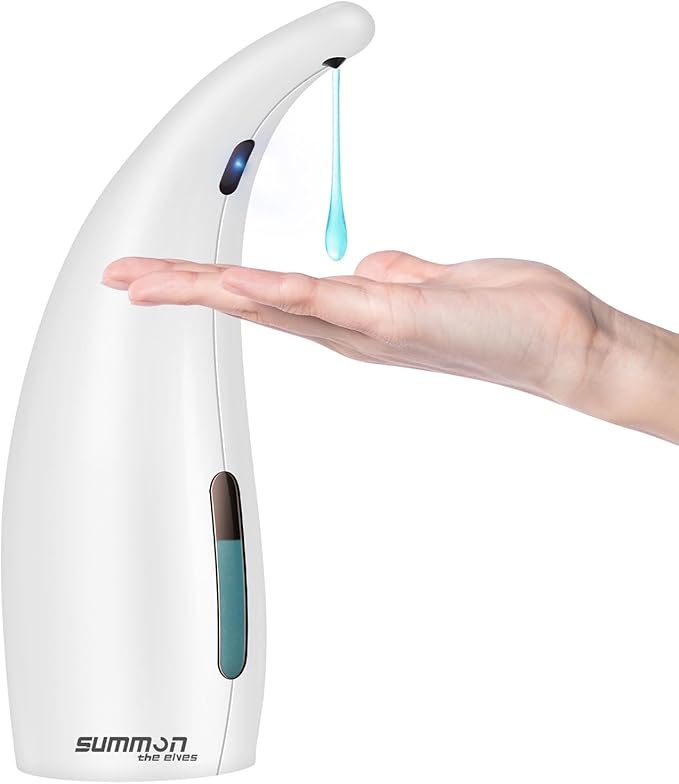 Automatic Soap Dispenser Touchless,300ML Hand & Dish Countertop Electric Liquid Rechargeable Dispenser with Sensor,Modern 4 Gear Adjustable Waterproof Kitchen Auto Soap Pump（White）
