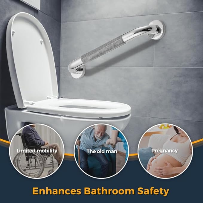 Grab Bars for Shower, 1 Pack 16-Inch Anti Slip Shower Handles for Elderly, Safety Shower Grab Bar, Stainless Steel Handicap Grab Bars for Bathroom (Polished Nickel 1" Diameter)