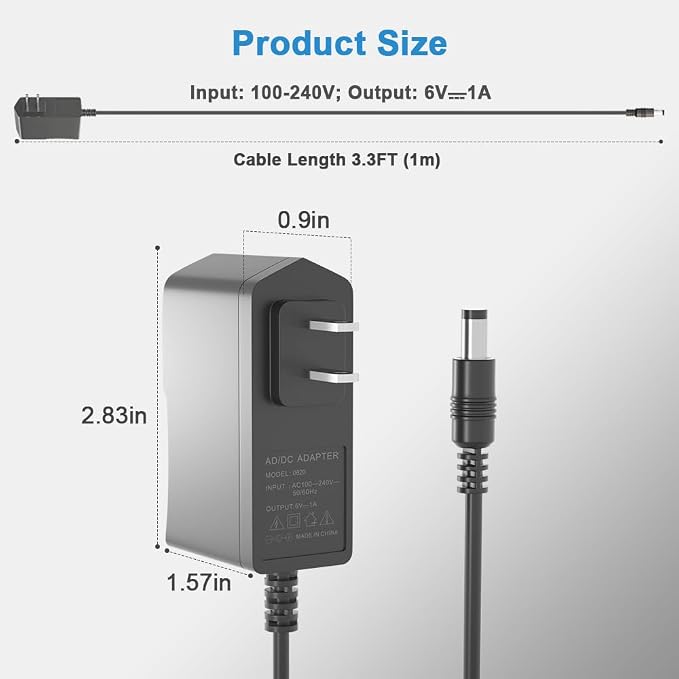 6V 1A Power Supply Adapter 6V 1A Replacement Charger 100V-240V AC Power Adapter - Image 6