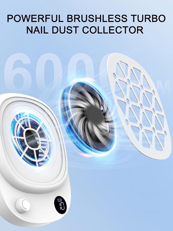 Rechargeable Nail Dust Collector Nail Tech, Compact Vacuum Fan Dust Collector - Image 2