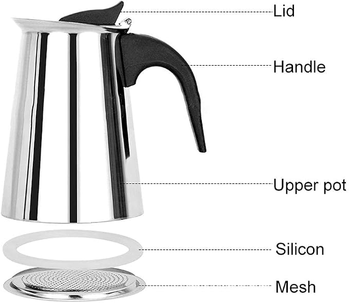 ZJchao Eagle Beak Design Moka Pot Portable Stainless Steel Coffee Maker Pot - Image 7