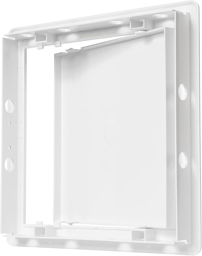 8" x 8" White Plastic Access Panel. Service Shaft Door Panel. Plumbing, Electricity, Heating, Alarm Wall Access Panel for Drywall. Bathroom Services Access Hole Cover. (8" x 8")