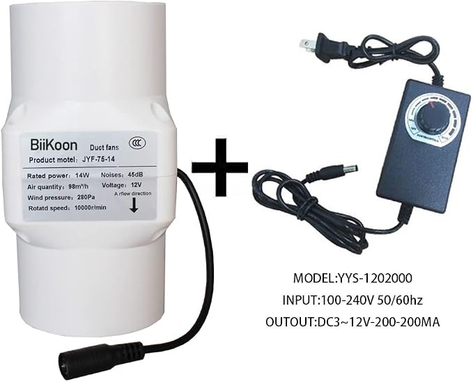 3 Inch Inline Duct Fan 53 Cfm Extractor Fan 12V Plastic Blower Air Exhaust - Image 6