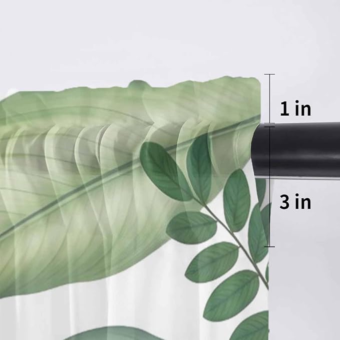 Summer Palm Leaf Sheer Valance Curtains - Image 6