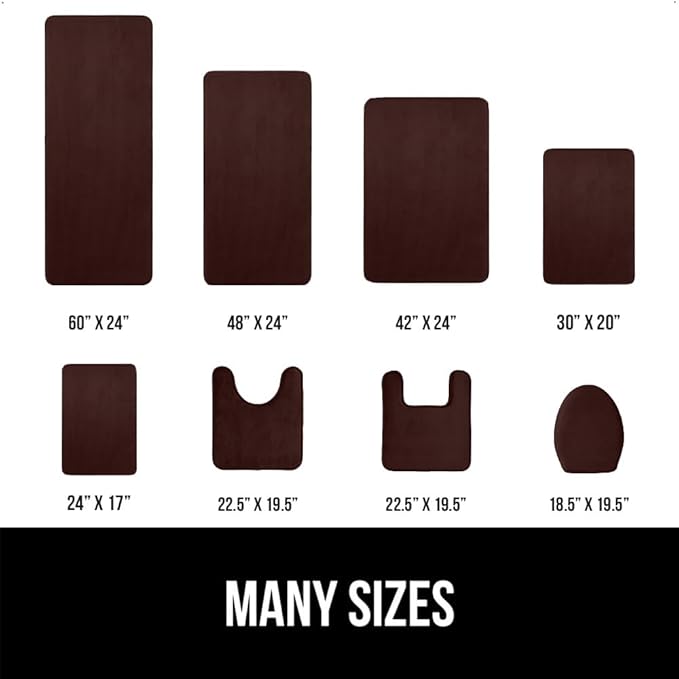 GORILLA GRIP Memory Foam Bath Mat, Soft Absorbent Velvet Bathroom Mats, Durable Dots on Underside, Machine Washable Bathmat, Carpet Rug Room Decor for Shower Tub Floor RV, 48x24 Rugs, Brown