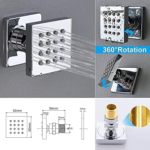 Rain Shower System Polished Chrome 3 Way Digital Display Shower Faucet System 12 Inch Ultra Thin Full Body Shower Head System with Handheld Shower and 4 PCS Body Jets