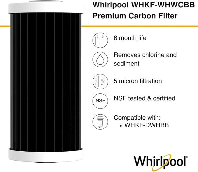Whirlpool 10" x 4.5" Premium Carbon Water Filter WHKF-WHWCBB, NSF Certified 5 - Image 2