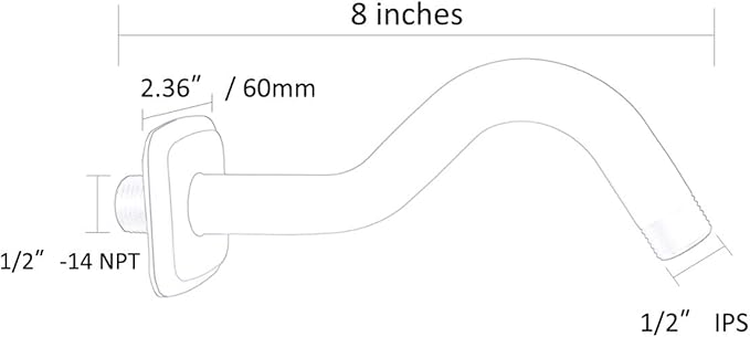 TRUSTMI 8-Inch Angled Shower Arm with Flange for Shower Head, Wall Mounted Stainless Steel Extension Tube Replacement, Chrome