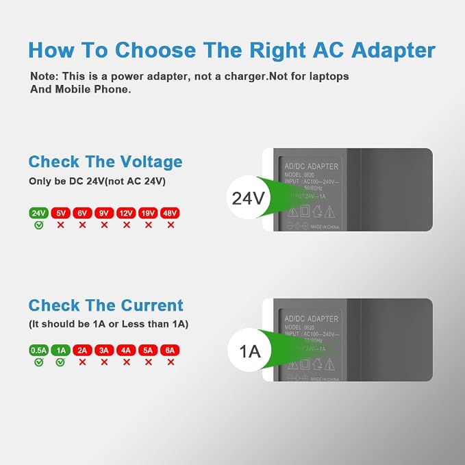 DC/AC 24V 1A Power Supply, Universal Replacement Charger Switching Power Supply - Image 4