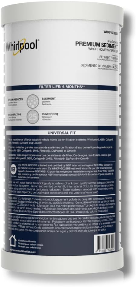 Whirlpool 10" x 4.5" Whole House Large Capacity Sediment Filter WHKF-GD25BB by Unknown