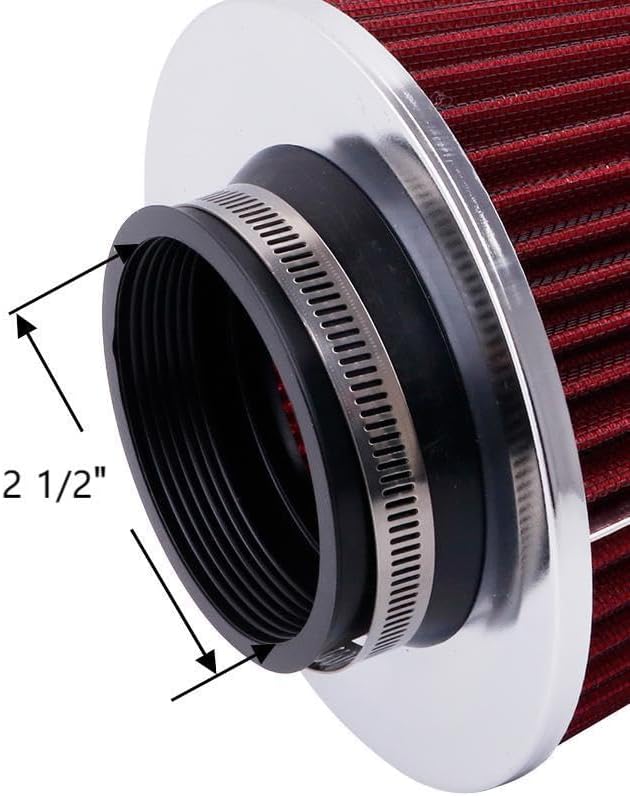 ID2.5" High Flow Inlet Cold Air Intake Cone Air Filter Replacement Clamp-On - Image 4