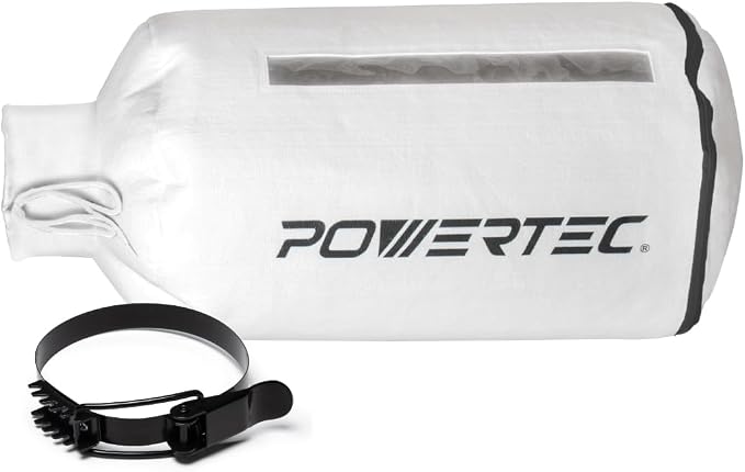 POWERTEC Dust Collector Bag w/ 5" Band Clamp Kit, 1 Micron Dust Bag & 4-3/4" to by POWERTEC