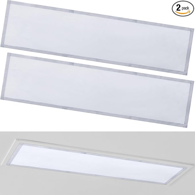 2 Pcs 1 x 4 ft Magnetic Fluorescent Light Covers Fabric Ceiling Light Filter by Wowangce