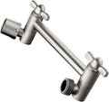 BRIGHT SHOWERS Brass Shower Arm Extender for Rain and Handheld Shower Head, 5 Inch Universal Shower Head Extension Arm, Height & Angle Adjustable, Brushed Nickel