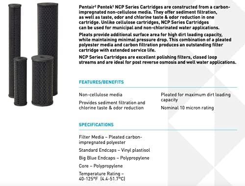 Pentair Pentek NCP-10 Carbon Water Filter, Under Sink Non-Cellulose Carbon - Image 2