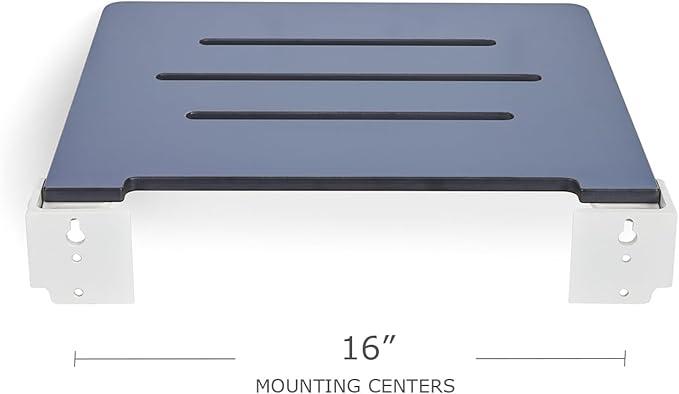 18 inch Silhouette Slimline Folding Wall Mount Shower Bench Seat, Navy Seat with White Frame
