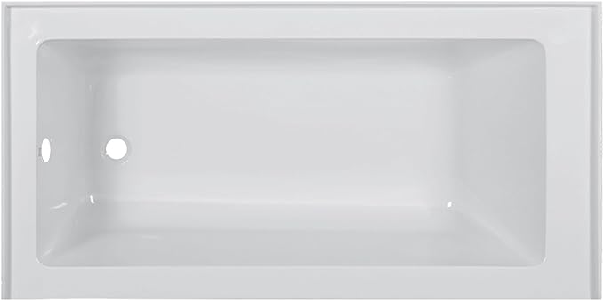 Fine Fixtures Acrylic, Fiberglass Alcove Soaking Bathtub with Integral Apron Front in Glossy White - Left Hand Drain, 66" x 32"