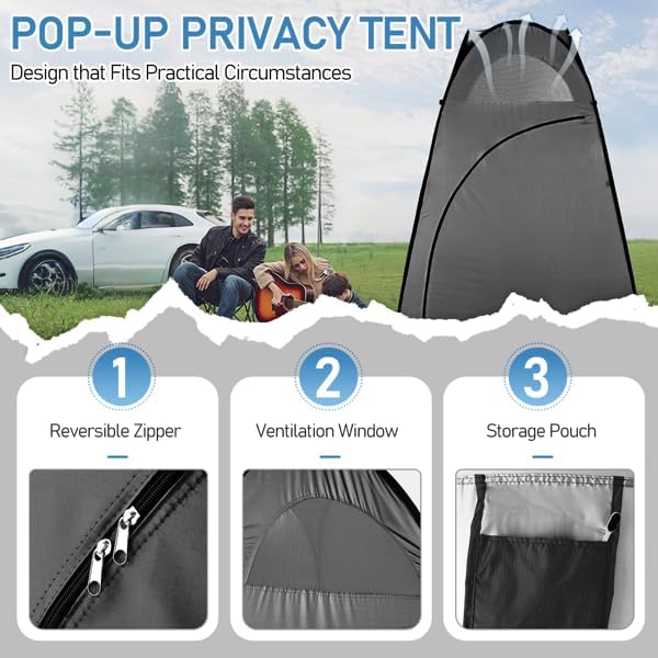 4x4ft Pop Up Privacy Shower Tent with Top Window, 3.6lbs Liightweight Dressing Room, Portable Toilet Stall with Carry Bag for Camping, Beach, Outdoors (Blue)