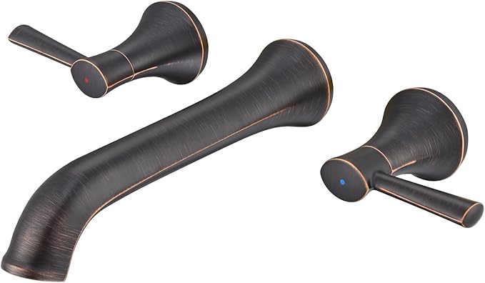 Wall Mount Tub Filler Brass Tub Faucet Oil Rubbed Bronze Bathroom Bathtub Faucets with 2 Handles