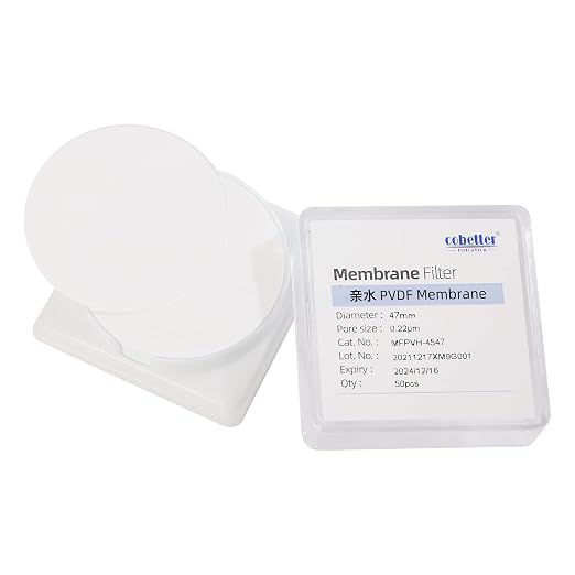 100 Pieces/Pack PVDF Disc Membrane Filters Hydrophilic 47mm Diameter 0.22µm by COBETTER