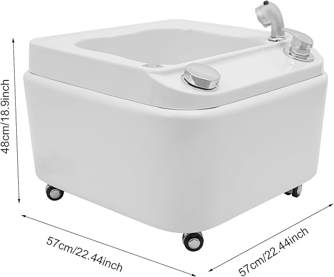 Pedicure Foot Spa, Acrylic Massage Foot Bath with Heat Hand Shower, 55W Pedicure Bowl Foot Soak Basin Tub for Soak Tub Sink Spa Shower Wash Salon (White 55W)