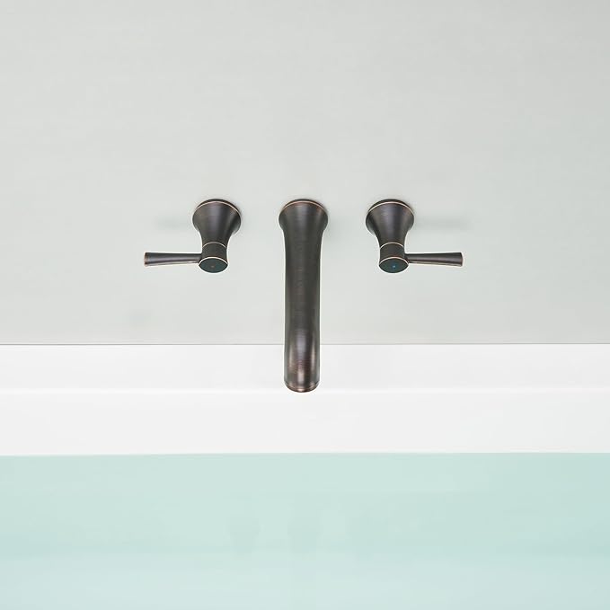 Wall Mount Tub Filler Brass Tub Faucet Oil Rubbed Bronze Bathroom Bathtub Faucets with 2 Handles