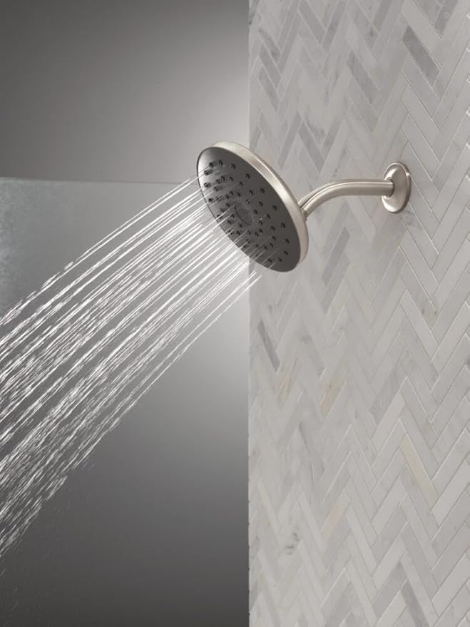 Delta PivotPro Brushed Nickel Rain Showerhead, Single Setting 7 Inch Round Shower Head, Showerheads, 1.75 GPM Flow Rate, SpotShield Brushed Nickel 75103SN