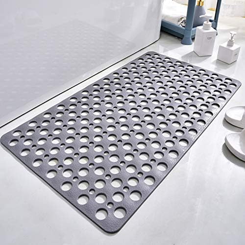 Casa and Beyond Shower Mat,Non Slip Bath Mat and Shower Mat with Suction Cups and Drain Holes,Bathroom Mat Easy to Clean Soft Machine Washable,Bathtub Mat Easy Dry&Cut (Gray,35" x 16"(Rectangular))