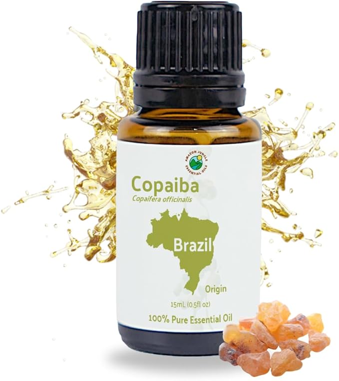 Copaiba Essential Oil - Direct from Amazon Jungle Essential Oils Brazil - Steam Distilled - Aceite de Copaiba for Aromatherapy, Massage, Diffuser, DIY Candle and Soap Making - 15ml