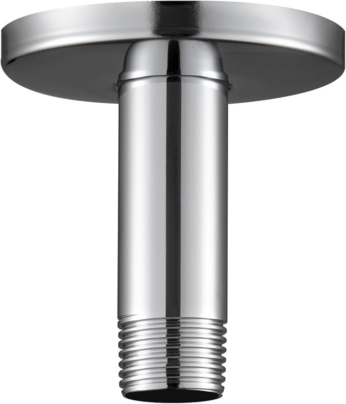 OFFO Shower Arm with Flange, 3 in Ceiling Mount Replacement Rain Shower Head Straight Arm Ceiling-Mounted For Fixed Shower Head & High Pressure Rain, Chrome