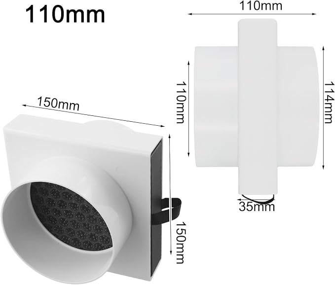 Duct Air Filter, Activated Carbon ABS Shell Ventilation Pipe Filters Fit - Image 2