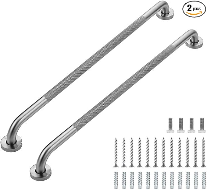 Grab Bars for Shower, 2 Pack 32-Inch Anti Slip Shower Handles for Elderly, Safety Shower Grab Bar, Stainless Steel Handicap Grab Bars for Bathroom,Toilet (Brushed Nickel, 1" Diameter)