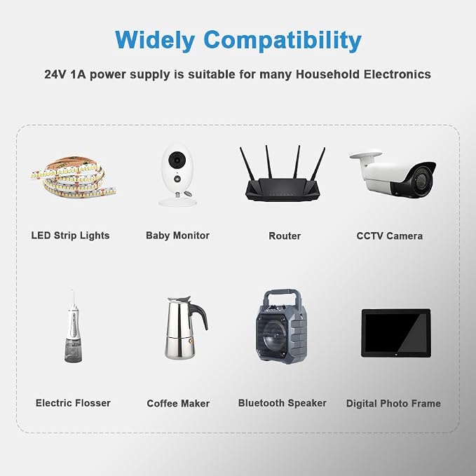 DC/AC 24V 1A Power Supply, Universal Replacement Charger Switching Power Supply - Image 3